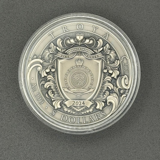 2024 Niue 2 oz Silver Troya (Gold Gilded)