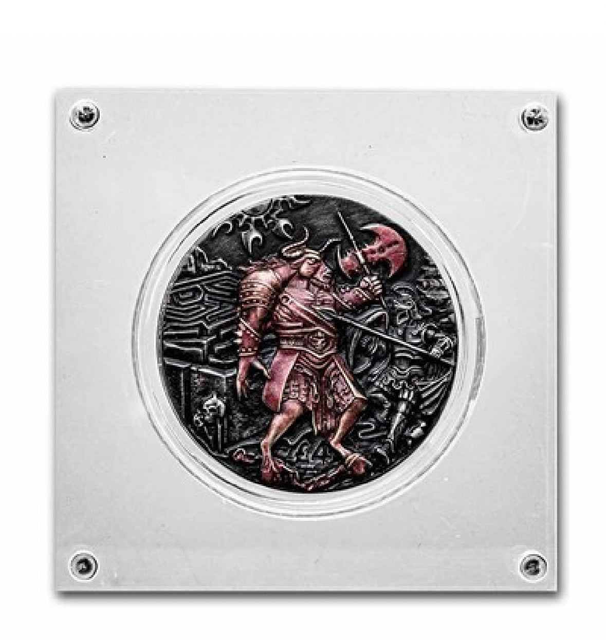 2018 BIOT 2 oz Silver High Relief Iridescent Minotaur Coin