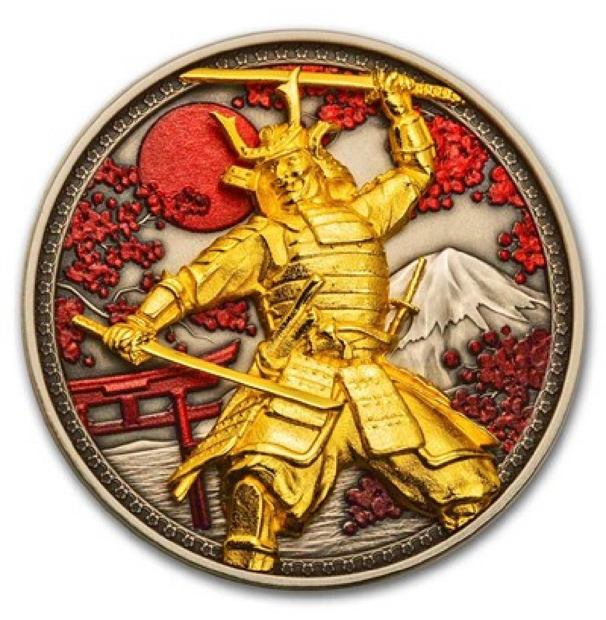 2024 Samoa 5 oz Silver Samurai Coin (Gold Gilded)