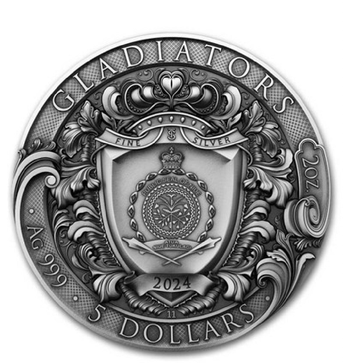 2024 Niue 2 oz Silver Gladiators Coin (Gilded)