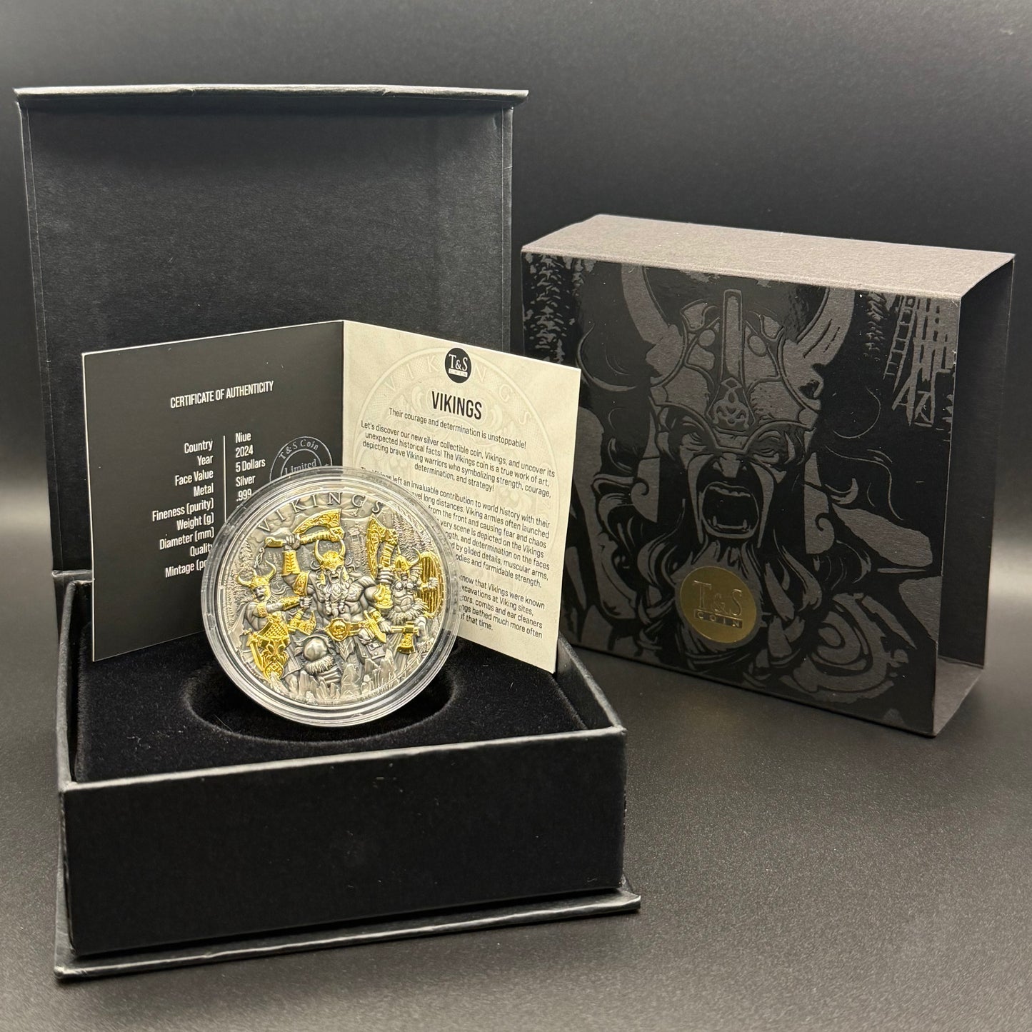 2024 Niue 2 oz Silver Vikings (Gold Gilded)