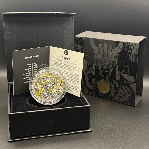 2024 Niue 2 oz Silver Vikings (Gold Gilded)