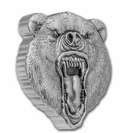 2023 Niue 2 oz Silver Fierce Nature: Grizzly Bear Coin