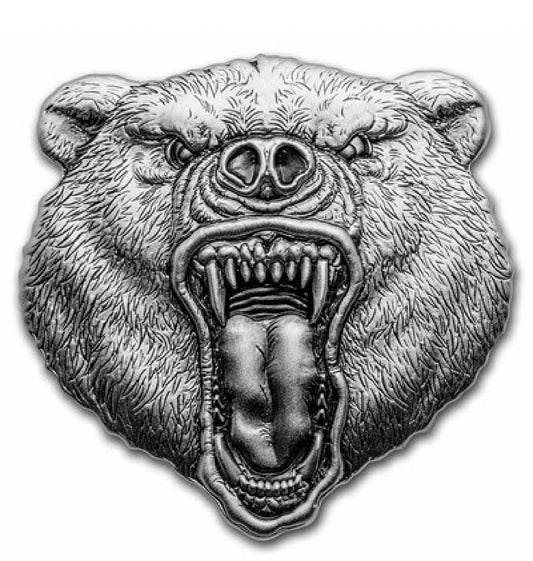 2023 Niue 2 oz Silver Fierce Nature: Grizzly Bear Coin