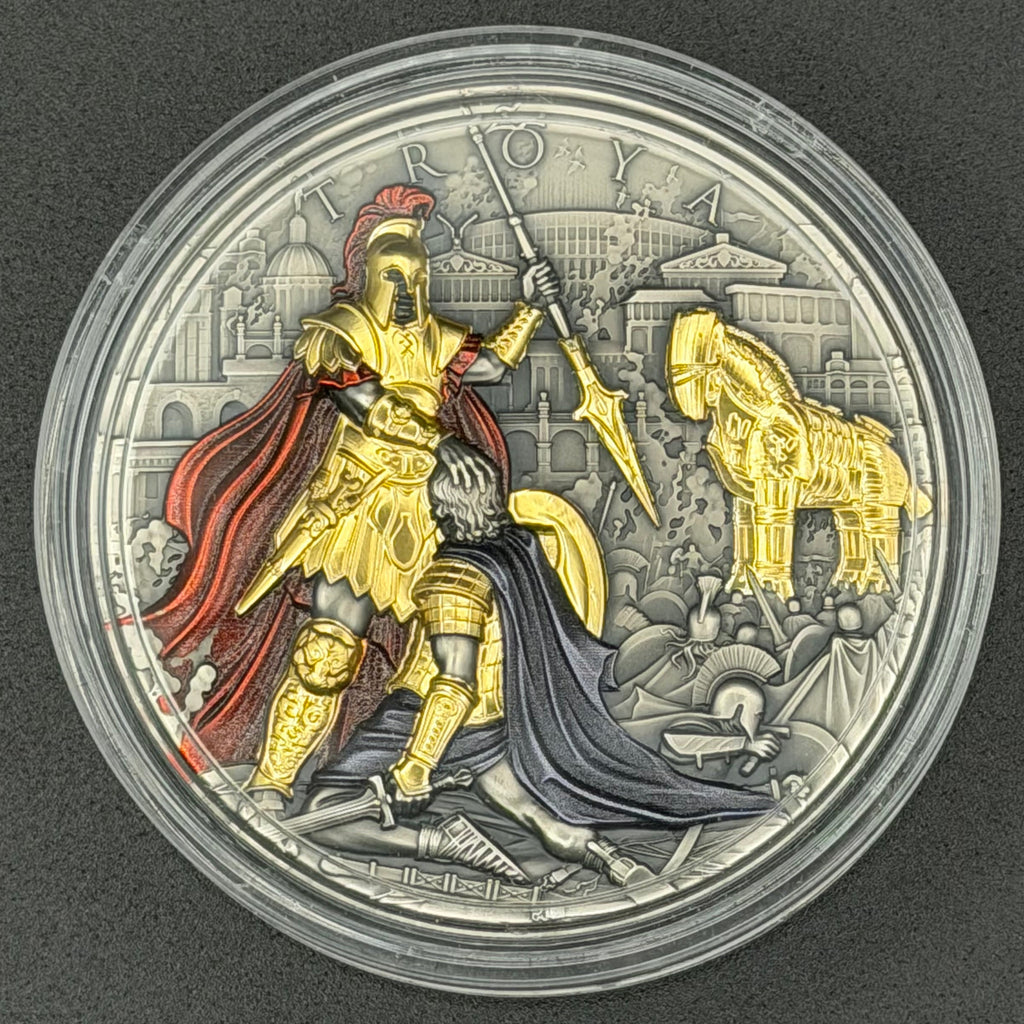 2024 Niue 2 oz Silver Troya (Gold Gilded)