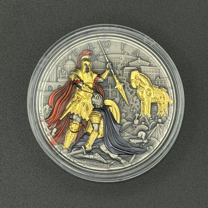 2024 Niue 2 oz Silver Troya (Gold Gilded)
