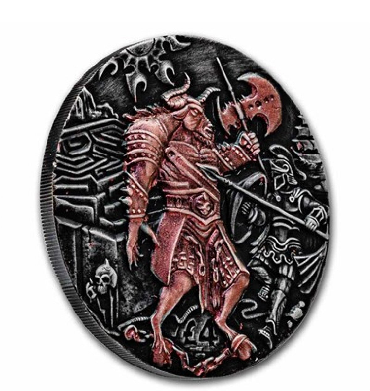 2018 BIOT 2 oz Silver High Relief Iridescent Minotaur Coin