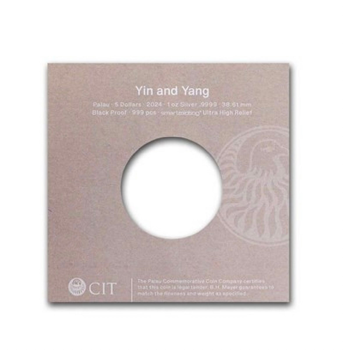 Palau 1 oz Silver Ying and Yang Coin (Black Proof)
