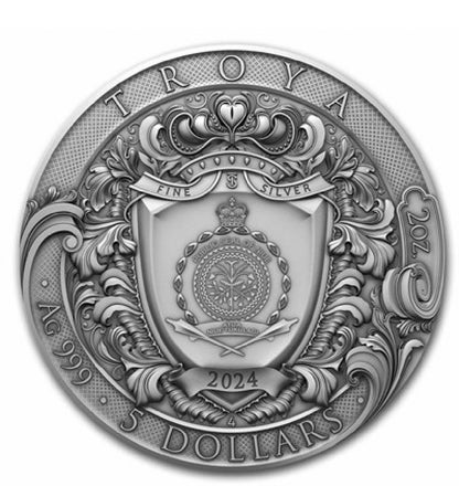 2024 Niue 2 oz Silver Troy’s Coin (Gilded)
