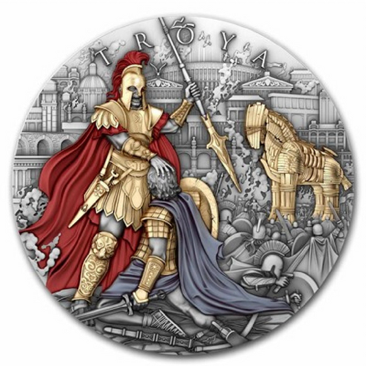 2024 Niue 2 oz Silver Troy’s Coin (Gilded)