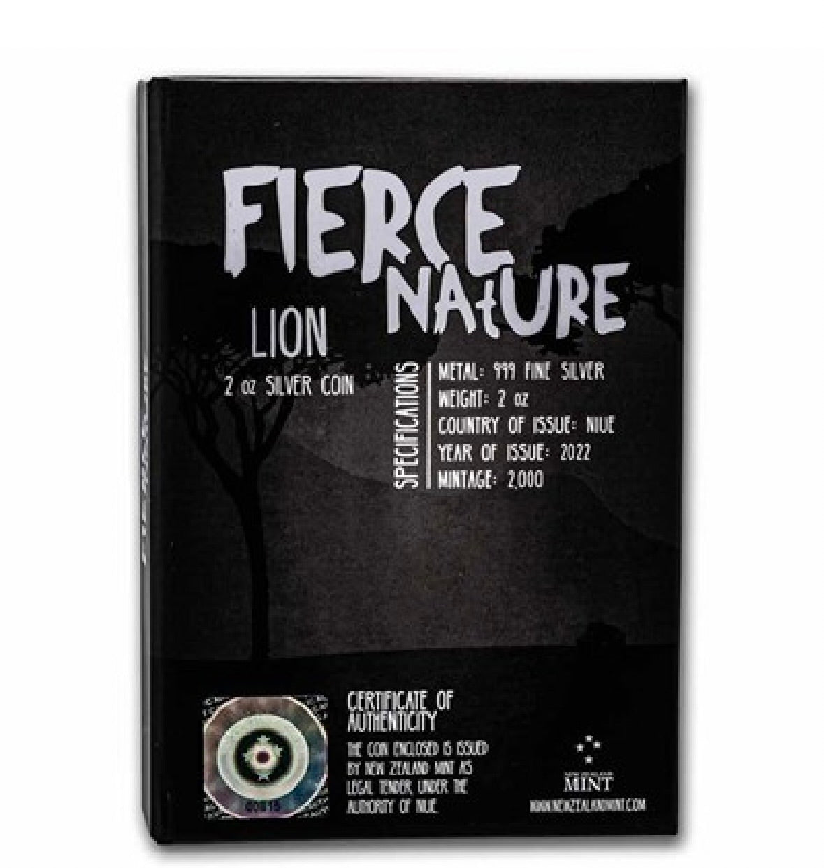 2022 Niue 2 oz SIlver Fierce Nature: Lion Coin
