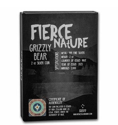 2023 Niue 2 oz Silver Fierce Nature: Grizzly Bear Coin