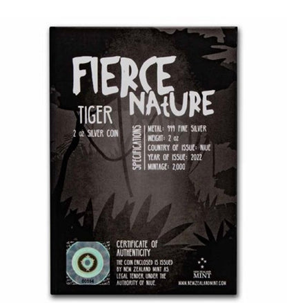 2022 Niue 2 oz Silver Fierce Nature: Tiger Coin