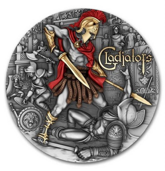 2024 Niue 2 oz Silver Gladiators Coin (Gilded)