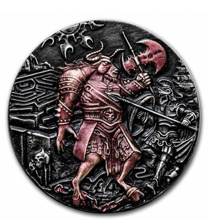 2018 BIOT 2 oz Silver High Relief Iridescent Minotaur Coin