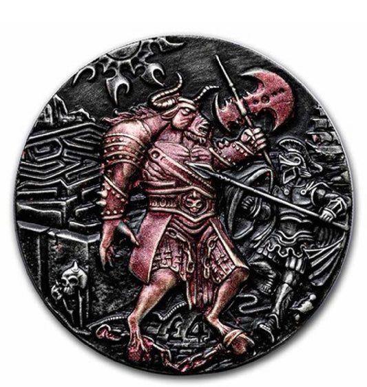 2018 BIOT 2 oz Silver High Relief Iridescent Minotaur Coin