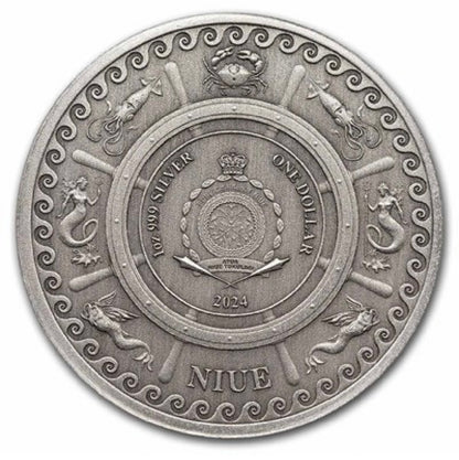 2024 Niue 1 oz Silver Mythical Creatures: Sea Serpent