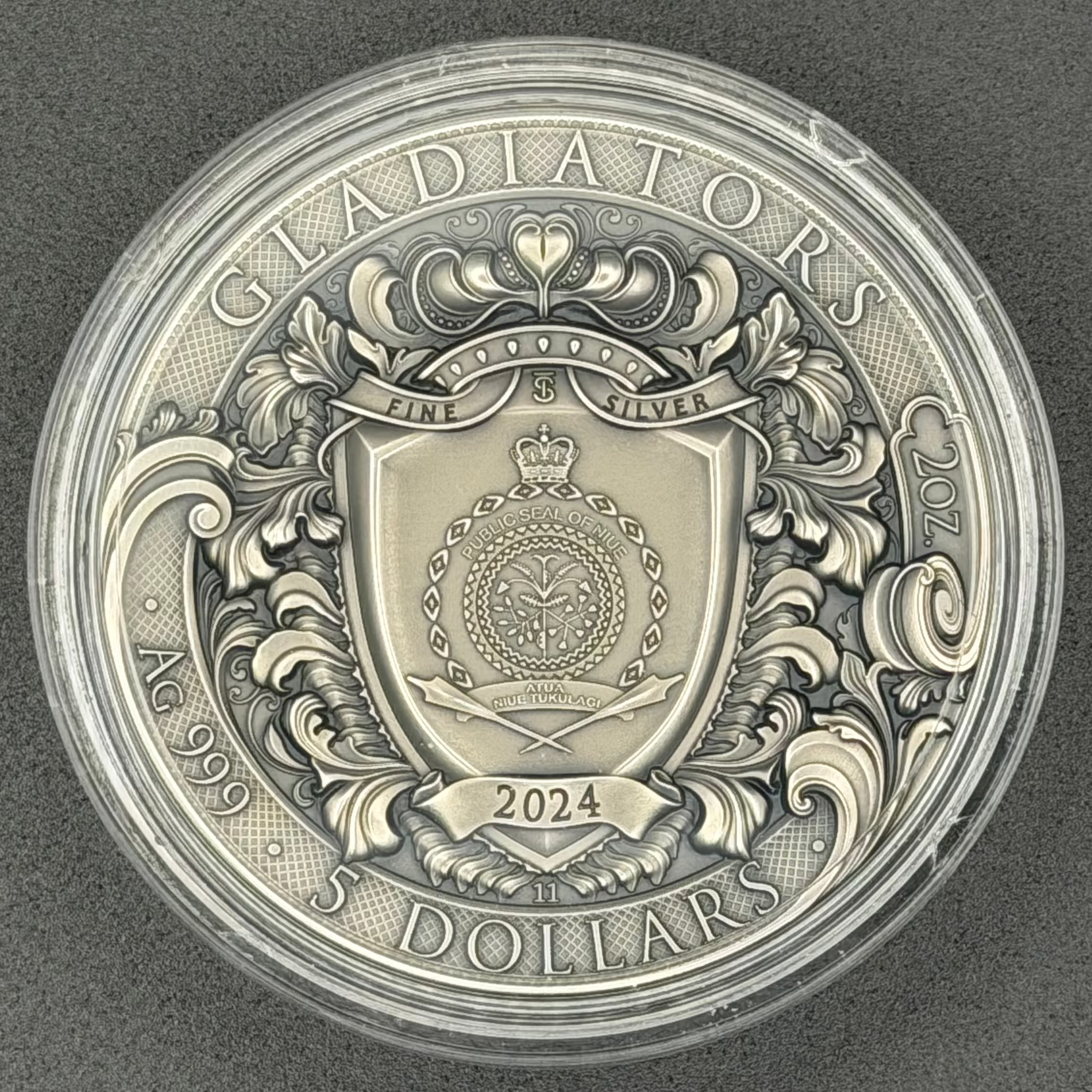 2024 Niue 2 oz Silver Gladiators (Gold Gilded)