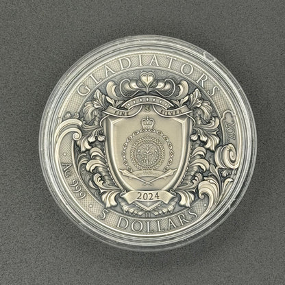2024 Niue 2 oz Silver Gladiators (Gold Gilded)
