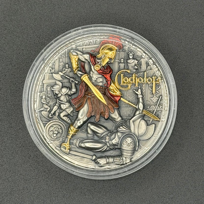 2024 Niue 2 oz Silver Gladiators (Gold Gilded)