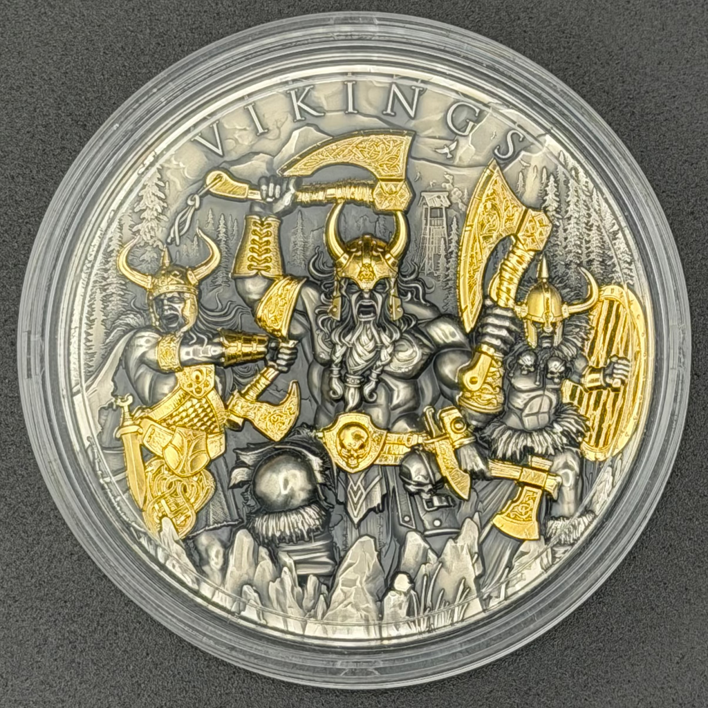 2024 Niue 2 oz Silver Vikings (Gold Gilded)